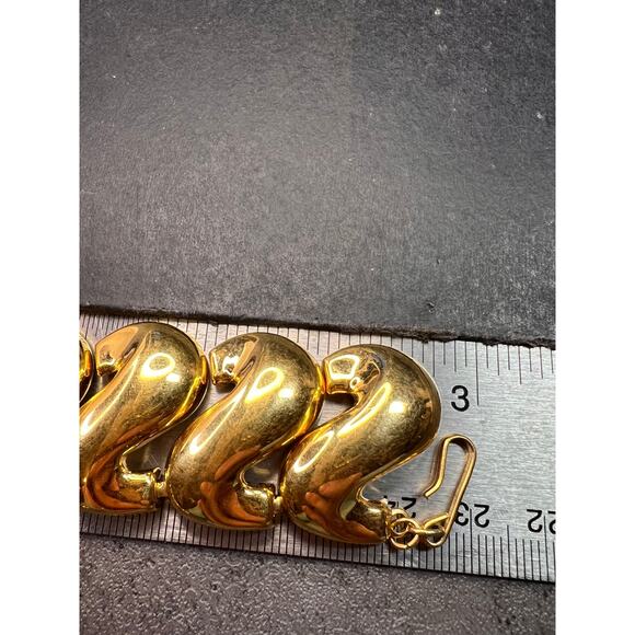 Vintage MCM Napier Gold-Tone Sculptural S-Link Statement Necklace, Signed - Picture 12 of 13